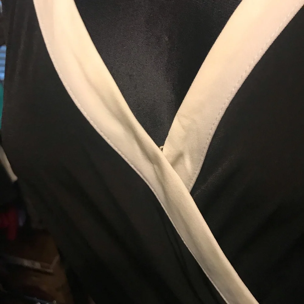 NY Collection Black Jumpsuit with White Trim